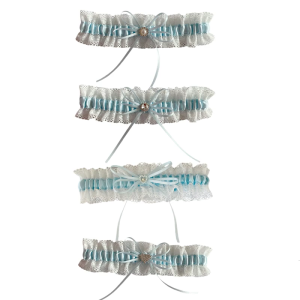 Thanh lịch viền ren cưới đùi đai nịt bít tất với ngọc trai giả Rhinestones điểm nhấn và satins cung cho phụ kiện cô dâu