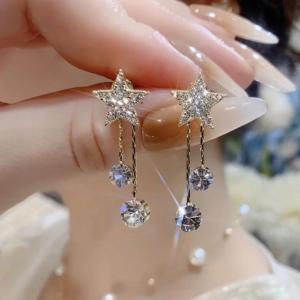 A11 (Beli 2 dapat bonus) COD Anting juntai bintang elegan titanium
