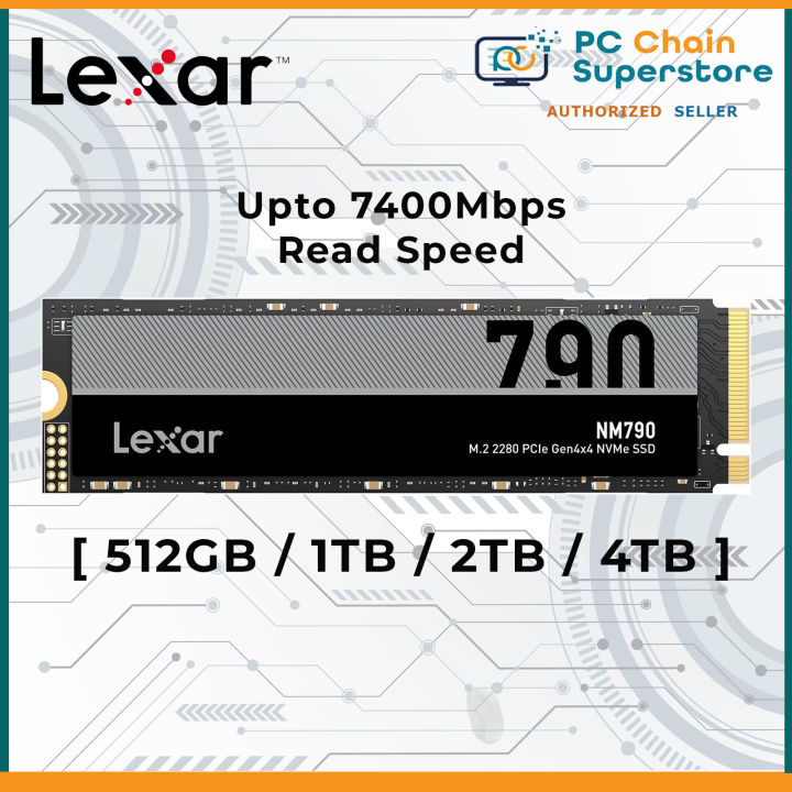 Lexar NM790 512GB / 1TB / 2TB / 4TB M.2 2280 PCIe Gen 4 NVMe SSD - Upto 7400 Mbps Read / 6500 Write