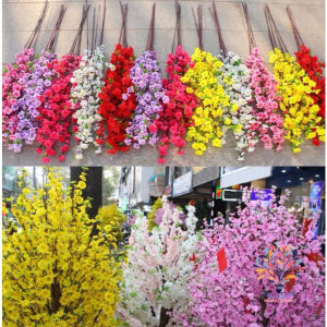 Cành Hoa Mai Hoa Đào Giả Trang Trí Tết Decor Cây Hàng Đẹp 5 Nhánh Trang Trí Lễ Hội Năm Mới