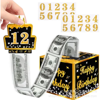 Birthday Money Box for Cash Pink Black Gold Surprise Box Explosion Gift Billionaire Money Holder with Pull Out Card DIY Set