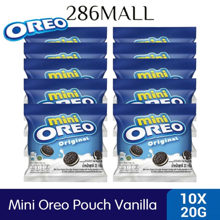 Mini Oreo Original Chocolate Sandwich Cookies With Vanilla Flavored Cream Pouch 10 X 204g 0187