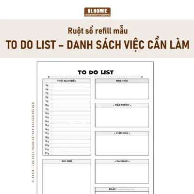 To do list - Danh sách những việc cần làm - Ruột sổ còng refill | A5 A4 B5 - Hi Homie