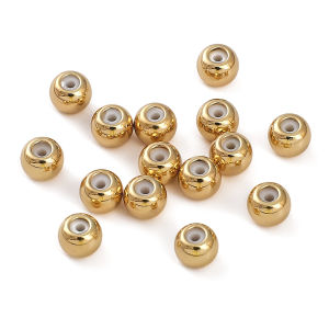 2ชิ้น/ถุง3-6มม. 14K ชุบทองไม่มีซิลิโคนกลมลูกปัดกันสะเทือนสำหรับเครื่องประดับทำเครื่องเพชร DIY