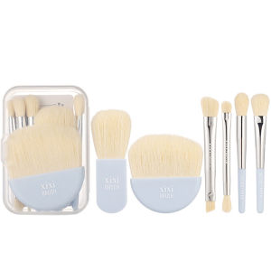 แปรงคอนซีลเลอร์แบบนิ่มพกพาชุดแปรงเครื่องแต่งหน้าท่องเที่ยวขนาดเล็ก6ชิ้นเครื่องมืออายแชโดว์รองพื้นความงามพร้อมกล่อง