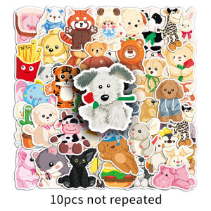 50PCS Plush Toy Kid Sticker Cute Cartoon Animal Bear Waterproof Creative Sticker