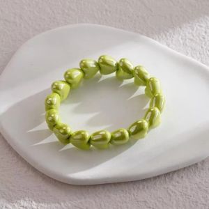 LUSIT 1 chiếc Vòng tay hạt cườm hình trái tim Thiết kế hình trái tim Hạt cườm nhiều màu sắc Vòng tay trái tim thời trang  Kiểu vòng tay Vòng tay nữ trang Dành cho phụ nữ