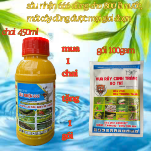 sâu nhện 666 chai 450ml dùng cho 800 lít nước mua 1 chai tặng 1 gói vua bọ trĩ 100g mát cây dùng được mọi giai đoạn