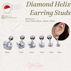 [SG Local Seller] Silver Steel Barbell Crystal Cartilage Helix for Men and Women