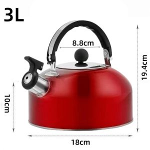 1L-5L Whistling Boiling Pot Stainless Steel Kettle with Wooden Handle Kitchen Tea Pot Stove Kettles