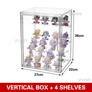 Acrylic Popmart Display Box With Shelf Labubu Display Case Figurine Blind Box Orgainiser Stand Rack