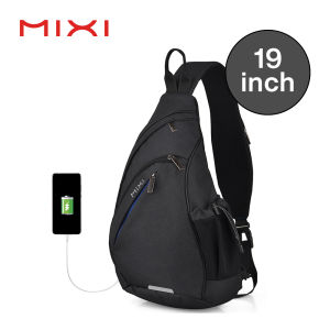 Mixi 19 inch chest bag men women sports shoulder bag sling bag men USB changer messenger bag triangle bag casual water drop bag small Bag M5225