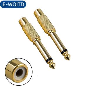 E-WOITD 2PC 6.35Mm 1 4 Mono Nam Jack Để RCA Nữ Cắm Âm Thanh Adapter Cable Chuyển Đổi