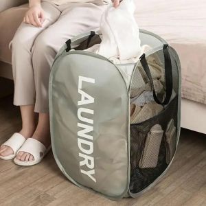 Portable Mesh Pop Up Laundry Opening Aundry Hamper Wide Breathable Collapsible Space-Saving Laundry Basket
