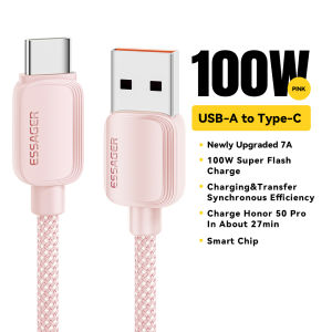 Essager 7A USB to Type C สายเคเบิ้ล100W สายชาร์จความไวสูงสายชาร์จสำหรับ Samsung สมาร์โฟน Xiaomi Oneplus สายชาร์จ Realme