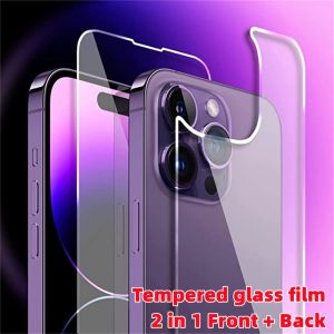 【 2 Trong 1】Kính Cường Lực Bảo Vệ Mặt Trước Và Sau Cho iPhone 15 14 13 12 11 Pro Max Plus 12 13 Mini XS Max XR X 7 8 6s Plus SE 2020