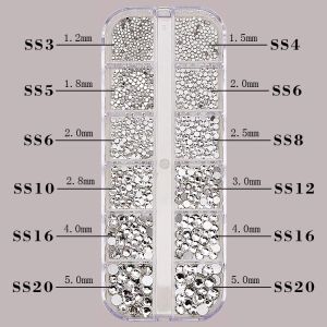 HBESTY Nail art jewelry Internet celebrity explosion flat bottom diamond small round diamond DIY white silver bottom rhinestone nail art diamond decoration accessories