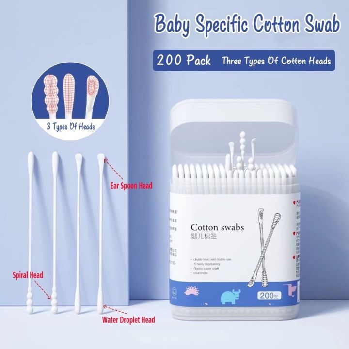 200pcs (3in1) Cotton Swab for Kids Baby Adult cotton buds (for ears ...