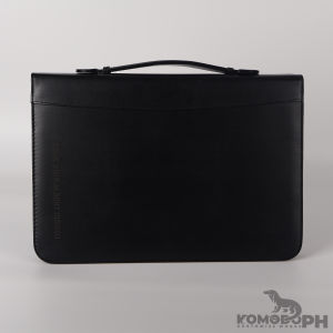 KomodoPH Black with Handle - Leather Document Bag (With Name Engraving)