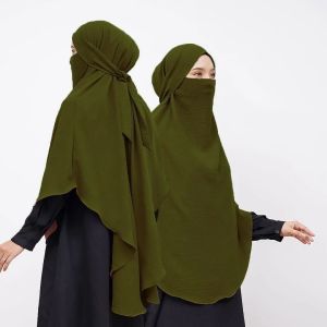 Khimar Cadar Model Terbaru / Khimar Inara Cadar 2in1 Bahan Crinkle Airflow / Kerudung by EF - COD
