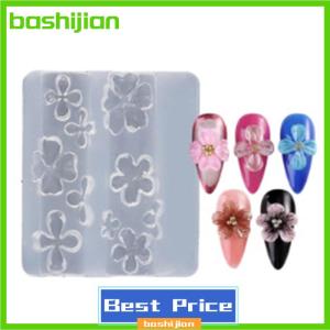 bashijian 1 3Pcs Lily Flowers Nail Carving Mold 3D Silicone Hawaii Hibiscus Flowers Petals Modeling Templates Clear Nail Tools