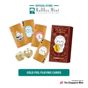 Mr. Merlion Golden Fortune Gold Foil Playing Cards & Dice Set [The Singapore Mint]
