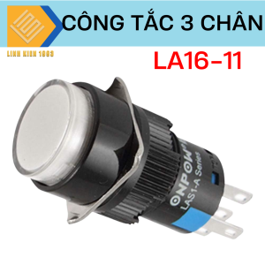 Nút nhấn nhả LA16-11 màu trắng 16mm 3 chân