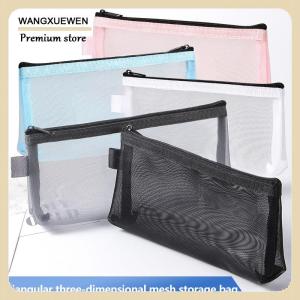 [COD] 1Pc Clear Mesh Pencil Case Stereoscopic Zipper Pouch Office Student Pen Bag Portable School Supplies Pen Box Bill Storage Bag Travel Luggage Accessories