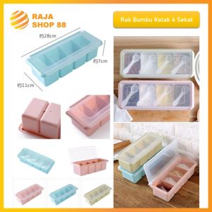 Rak Tempat Bumbu Dapur 4 Sekat Rak Bumbu 4in1 Wadah Bumbu