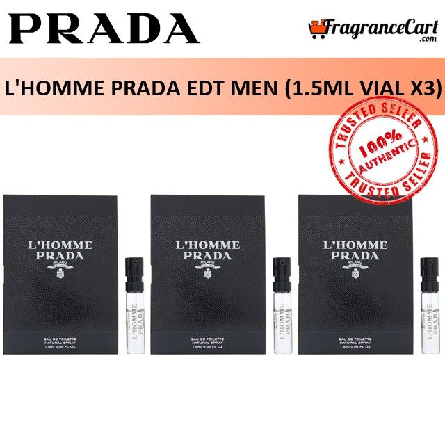 Prada L'Homme Prada EDT for Men Sample Vial x3) Eau de