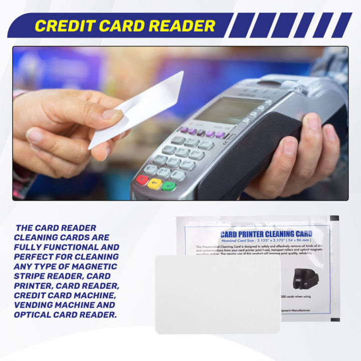 50 Piece Dual Side Card Reader Cleaner White Plastic POS Swipe Terminal ...