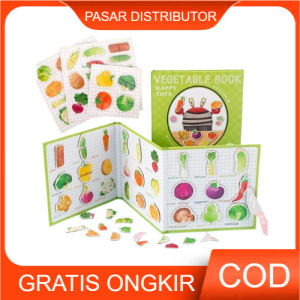 Mainan Anak VEGETABLE BOOK HAPPY TOYS S-B2204 Mainan Buku Puzzle Magnetic Sayuran Montessori Anak