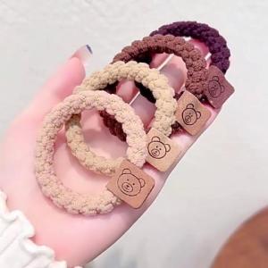 5Pcs/set Korean Cartoon Bear Braid Hair Scrunchies High Elastic Women Hair Rubber Bands Ponytail Hair Holders Head Accessories