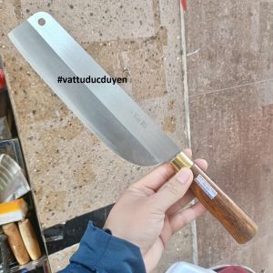 Dao cắt thái thịt thép không rỉ TD323 - Cán gỗ mịn 12cm - Lưỡi dài 23cm - Bản rộng 6cm #vattuducduyen