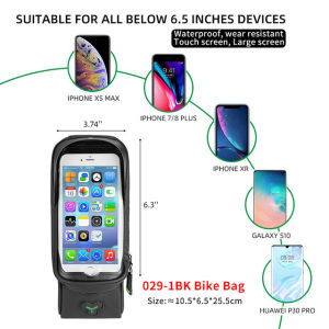 ROCKBROS Bike Frame Bag Waterproof 5.8/6.5 inch Big Capacity Touch Screen MTB Phone Bag Adjustable Bicycle Top Tube Bag Bike Accessories