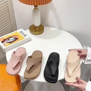 [Free Shipping] New Women’S Outdoor Slippers Thick-Soled High-Heeled Wedge-Heeled One-Strap Design Suitable For Beach And Casual Wear Waterproof Flip-Flops