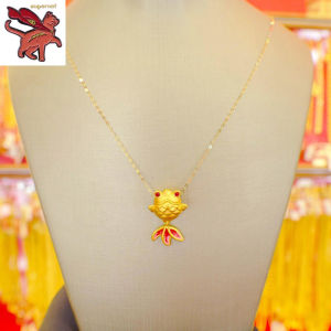 สร้อยทองคำแท้ สร้อยคอทองคำ 24k สร้อยคอจี้ปลาสีทองของผู้หญิง สร้อยคอทองคำ ทองปลอม ของขวัญแต่งงาน สร้อยคอจี้ สร้อยคอแฟชั่น