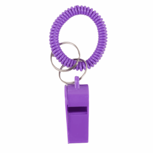 KENDRAT 10Pcs Plastic Spring Wristband Whistle Loud Crisp Sound Colorful Referee Whistle Versatile Emergency Sport Whistle Cheerleading Supplies