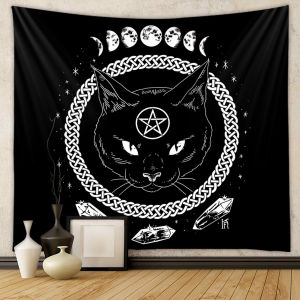 Popular tapestry background fabric ins Wall hanging fabric for room decoration ins Black cat tapestry