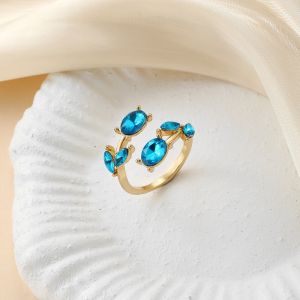 ADAM Có thể điều chỉnh Nhẫn hở đính đá pha lê Nhiều màu sắc Lấp lánh Nhẫn hình chiếc lá Thời thượng Hợp Nhẫn họa tiết hoa Trang phục hàng ngày