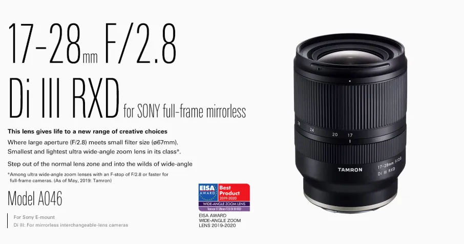 TAMRONタムロン 17-28mm F/2.8 Di III RXD ソニー☆（Tamron 17-28mm 