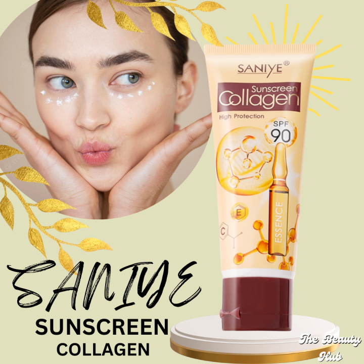 ORIGINAL SANIYE Sunscreen Collagen SPF90+ PA+++ Sunblock Face Cream ...