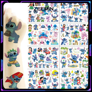 ZEEMIN Disney Stitch Tattoo Sticker Random 2pcs Anime Movie Lilo Stitch Waterproof Kawaii Cartoon Sticker Kids Girls Birthday Toy Gift