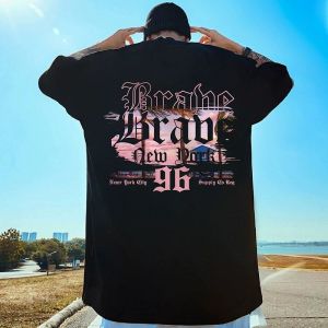 Fun print design T-shirt mens loose hip-hop street summer cotton versatile five-quarter sleeve