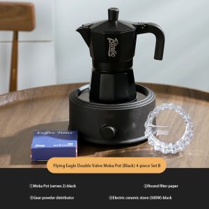 Ấm moka hai van bincoo với bếp điện kiểu Ý Máy pha cà phê gia đình bao gồm thiết bị tập Cà Phê Máy xay cà phê thủ công 2 ly