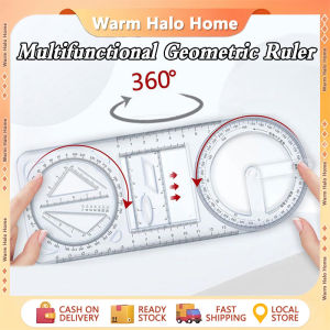2PCS/1PC Multifunctional Geometric Ruler for Students Round Geometric Drawing Ruler 360 ° Movable Geometric Drawing Ruler for Primary School Mathematics Students Portable Transparent 3D Flat Ruler Learning Measuring Tool
