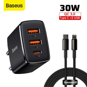 Bộ sạc nhanh iphone 30w kèm dây sạc type c to lightning - Củ sạc 3 cổng kèm cáp sạc nhanh 20W IP 13 12 11pro xsmax 8 ...vv ipad - vienthonghn