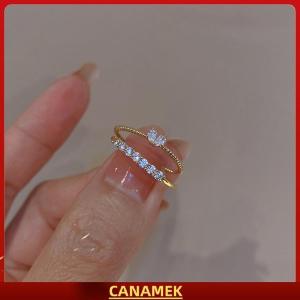 Miễn phí vận chuyển✨ 2 cái bộ Zircon tim nhẫn cho phụ nữ mở có thể điều chỉnh dệt Rhinestone Nhẫn đính hôn trang sức cưới thời trang bạn gái Quà Tặng