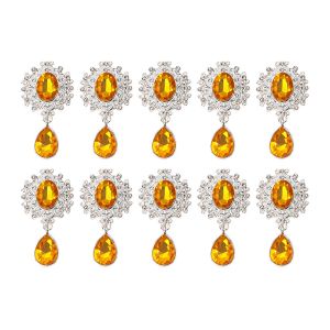 YUDESHUI 10Pcs DIY Crafts Rhinestone Alloy Brooch Accessories Silver Flat Back 4.62.4cm Sewing Button Pendant Creative Sparkling Crystal Alloy Acrylic Water Drop Pendant Wedding Decor