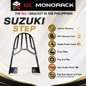 SUZUKI STEP TOPBOX BRACKET HEAVY DUTY DOUBLE POWDER COATED LIFETIME WARRANTY PLUG AND PLAY DCMONORACK